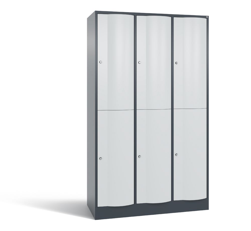 Produktbild C+P Garderobenspind doppelstöckig Resisto H 1950 x B 1148 x T 540 mm 3 Abteile