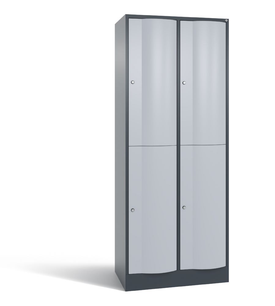 Produktbild C+P Garderobenspind doppelstöckig Resisto H 1950 x B 772 mm anthrazit weißaluminium