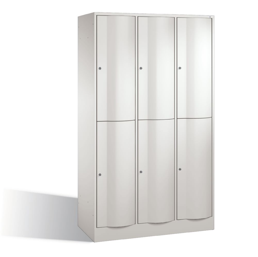 Produktbild C+P Garderobenspind doppelstöckig Resisto 3 Abteile 1950 x 1148 x 540 mm lichtgrau