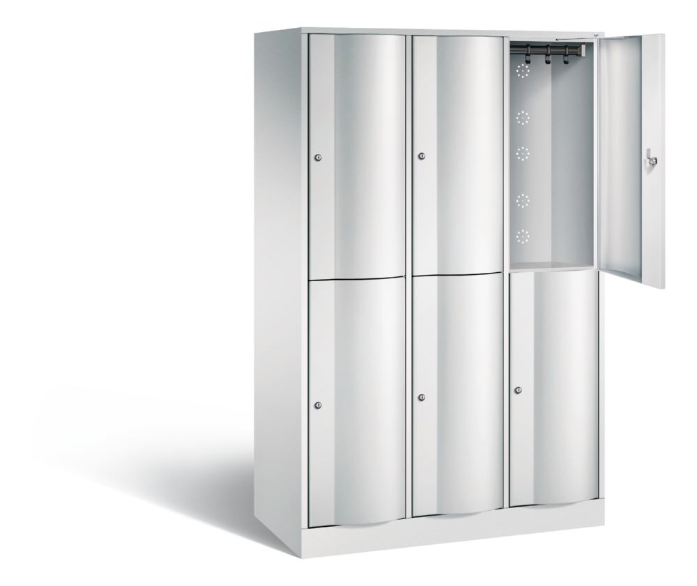 Produktbild C+P Garderobenspind doppelstöckig Resisto 3 Abteile 1950 x 1148 x 540 mm lichtgrau bild 2