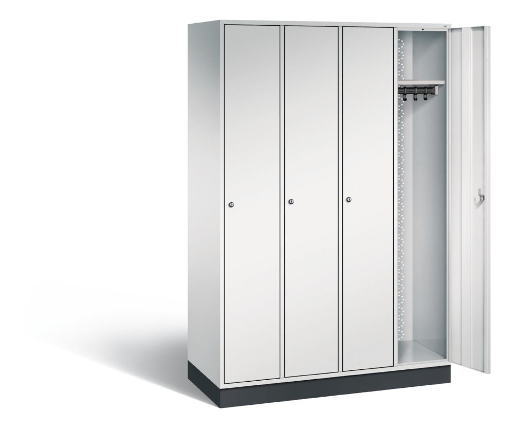 Produktbild C+P Garderobenspind Intro 4 Abteile 1950 x 1220 x 490 mm auf hohem Sockel lichtgrau bild 2