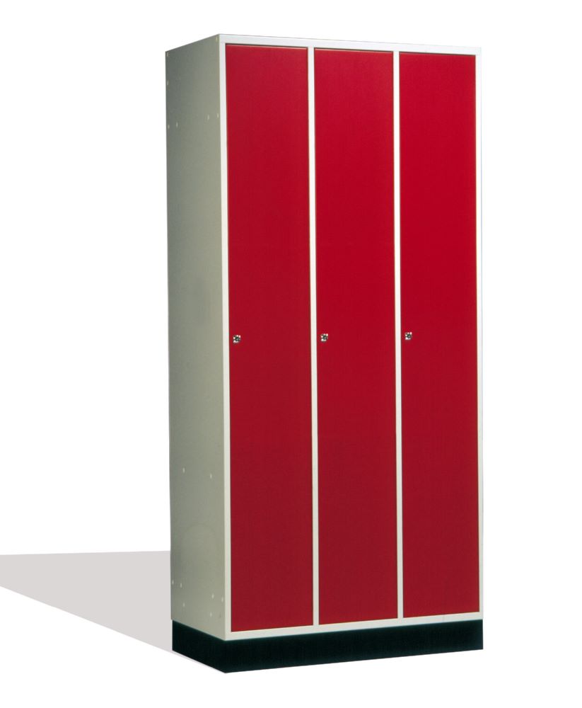 Produktbild C+P Garderobenspind Intro 3 Abteile 1950 x 920 x 490 mm lichtgrau rubinrot