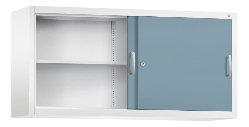 Produktbild C+P Stahl Schiebetürenschrank als Aufsatz Acurado horizontblau 1600 x 400 x 790 mm bild 2
