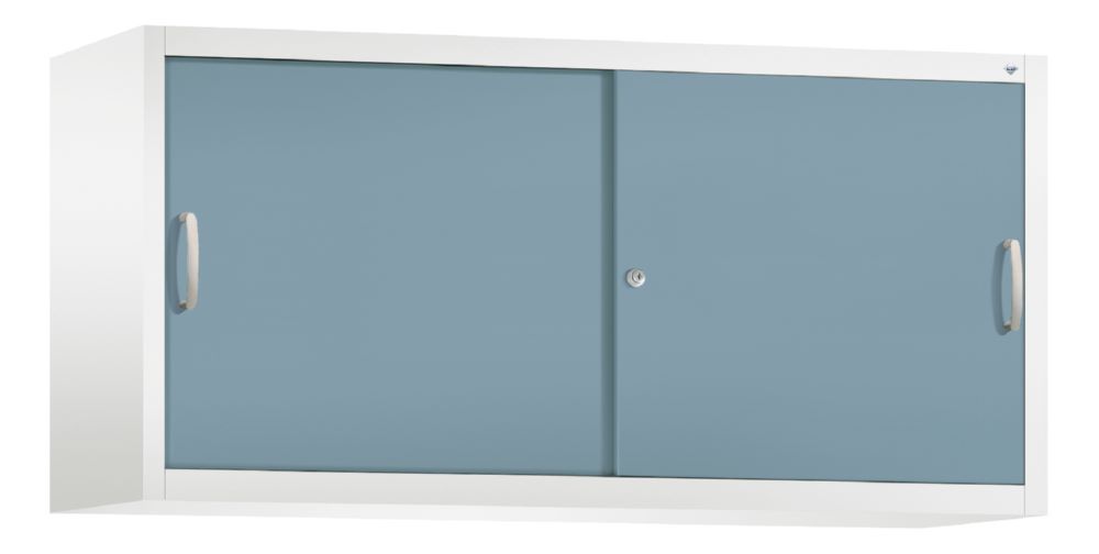 Produktbild C+P Stahl Schiebetürenschrank Acurado als Aufsatz horizontblau 1600 x 500 x 790 mm