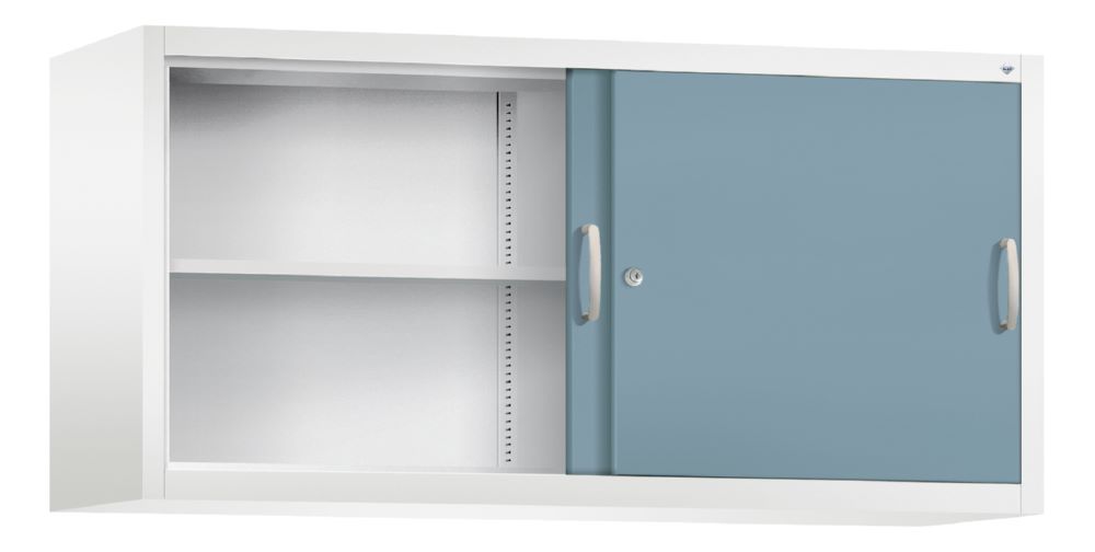 Produktbild C+P Stahl Schiebetürenschrank Acurado als Aufsatz horizontblau 1600 x 500 x 790 mm bild 2