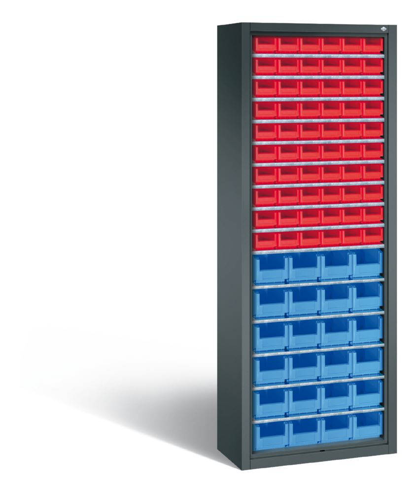 Produktbild C+P Stahlregal mit Rückwand Serie 13 mit 84 Lagerkästen anthrazit H 1980 mm