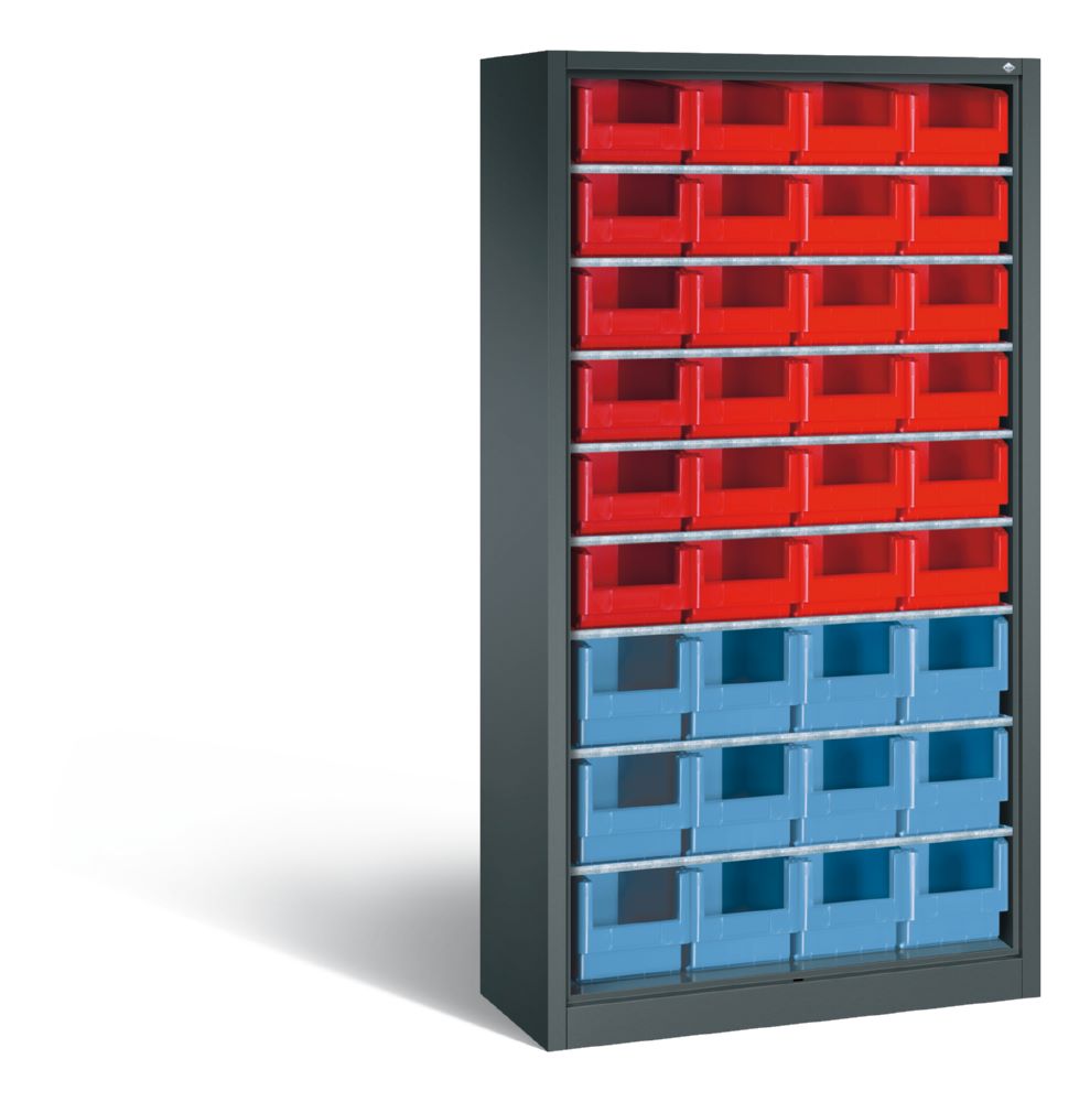 Produktbild C+P Stahlregal Serie 13 insgesamt 36 Lagerkästen anthrazit 1000 x 420 x 1980 mm