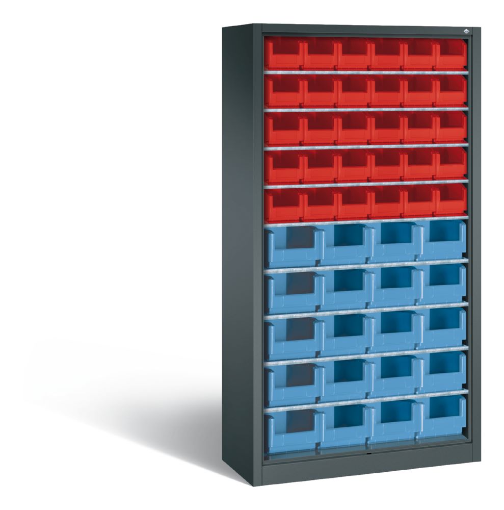 Produktbild C+P Stahlregal mit 50 Lagerkästen Serie 13 1000 x 420 x 1980 mm