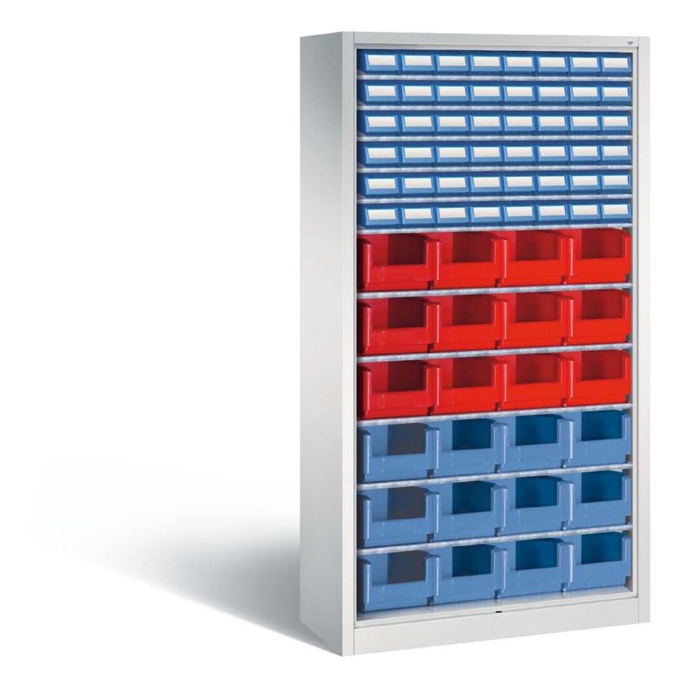 Produktbild C+P Stahlregal Serie 13 72 Lagerkästen lichtgrau 1000 x 420 x 1980 mm