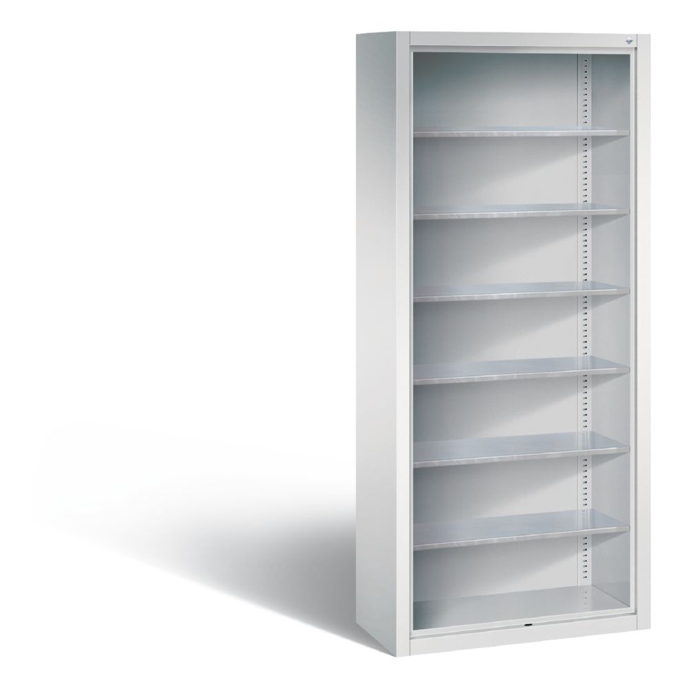 Produktbild C+P Stahlregal mit Fächer und Rückwand Serie 13 lichtgrau 700 x 300 x 1690 mm