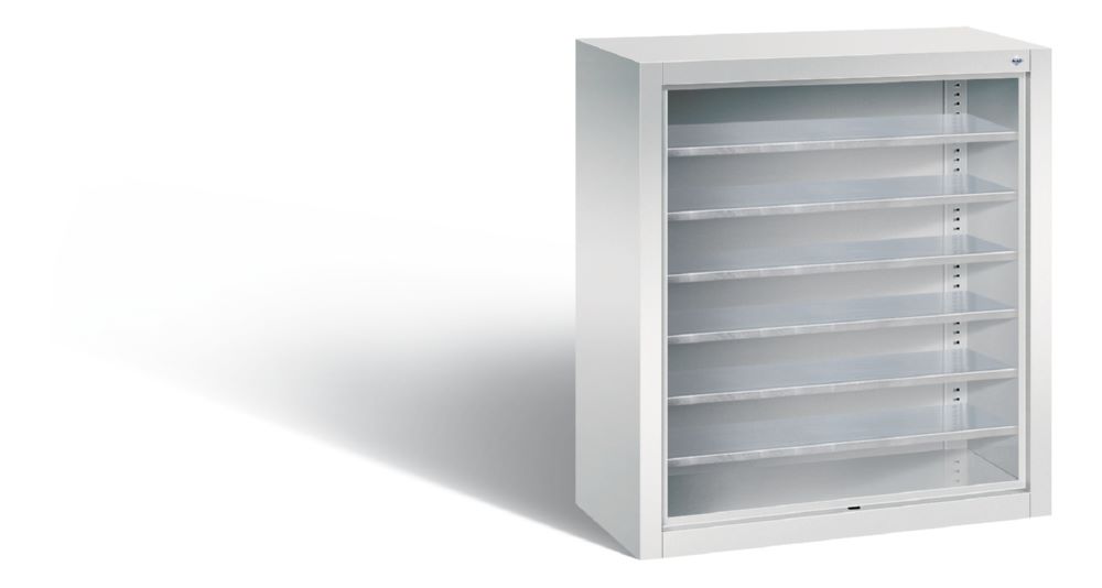 Produktbild C+P Stahlregal mit Rückwand Serie 13 lichtgrau 700 x 300 x 830 mm