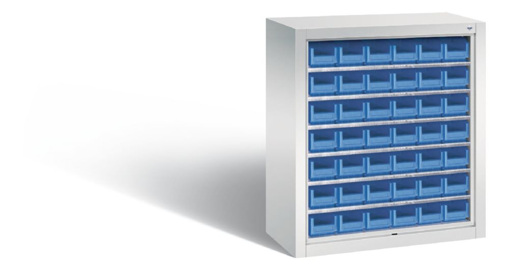 Produktbild C+P Magazinschrank Serie 13 mit Sichtlagerkästen grau blau 700 x 300 x 830 mm