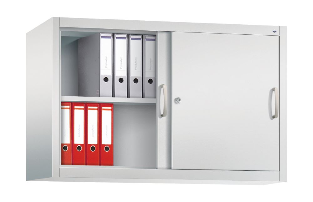 Produktbild C+P Schiebetürenschrank mit Leichtlaufrollen lichtgrau 1200 x 400 x 790 mm bild 3