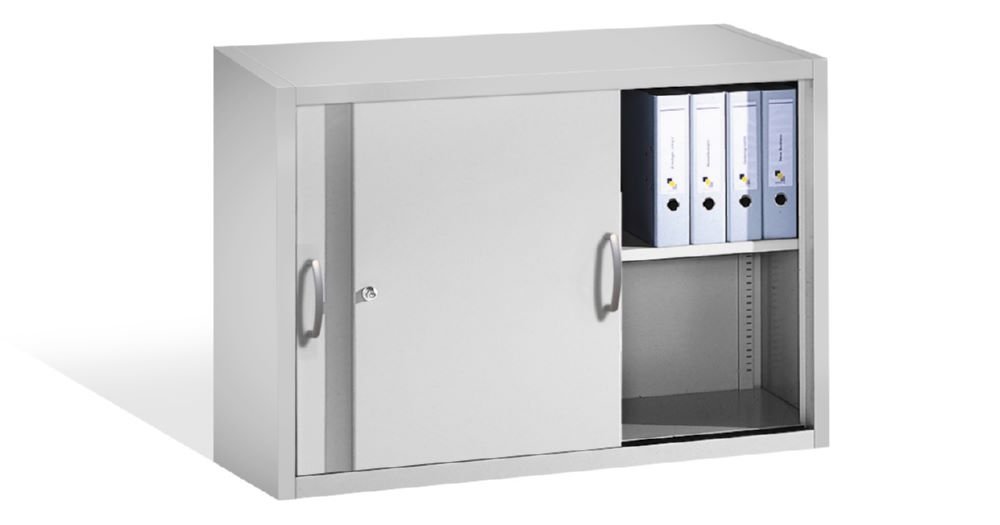 Produktbild C+P Schiebetürenschrank mit Türen auf Leichtlaufrollen lichtgrau 1200 x 500 x 790 mm bild 2