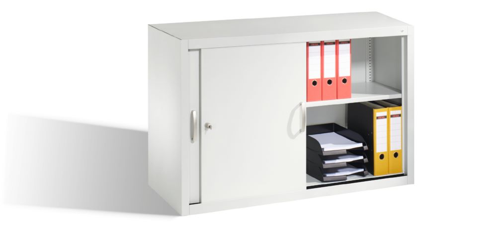 Produktbild C+P Schiebetürenschrank mit Türen auf Leichtlaufrollen lichtgrau 1200 x 500 x 790 mm bild 3