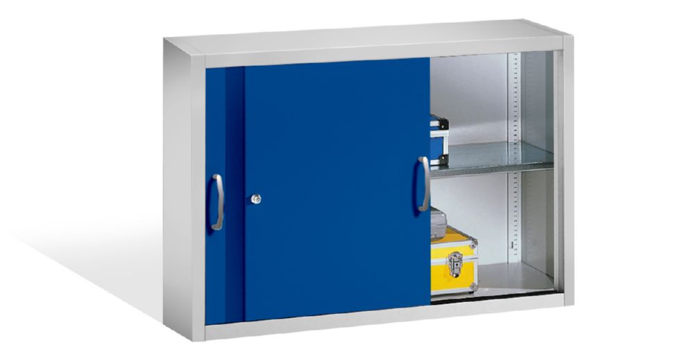 Produktbild C+P Schiebetürenschrank mit Leichtlaufrollen enzianblau 1200 x 400 x 790 mm bild 3