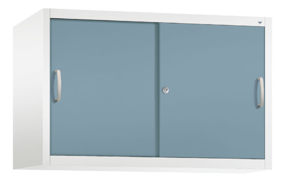 Produktbild C+P Schiebetürenschrank mit Türen auf Leichtlaufrollen blau 1200 x 500 x 790 mm