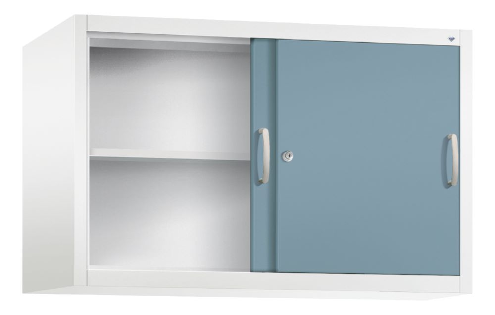 Produktbild C+P Schiebetürenschrank mit Türen auf Leichtlaufrollen blau 1200 x 500 x 790 mm bild 2