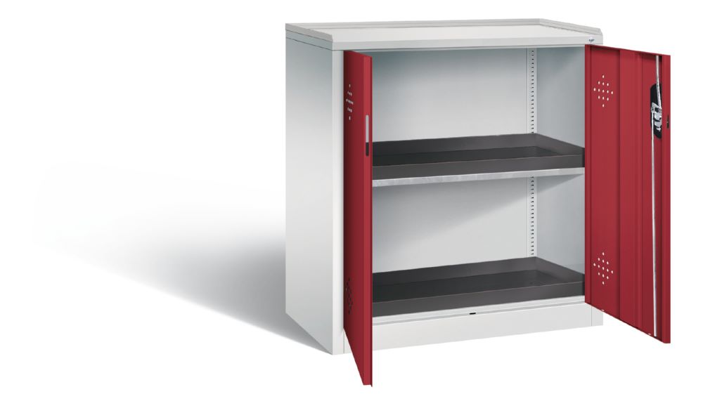 Produktbild C+P Umweltschrank Serie 89 mit 2 PE Wannen rubinrot 930 x 500 x 1000 mm bild 2