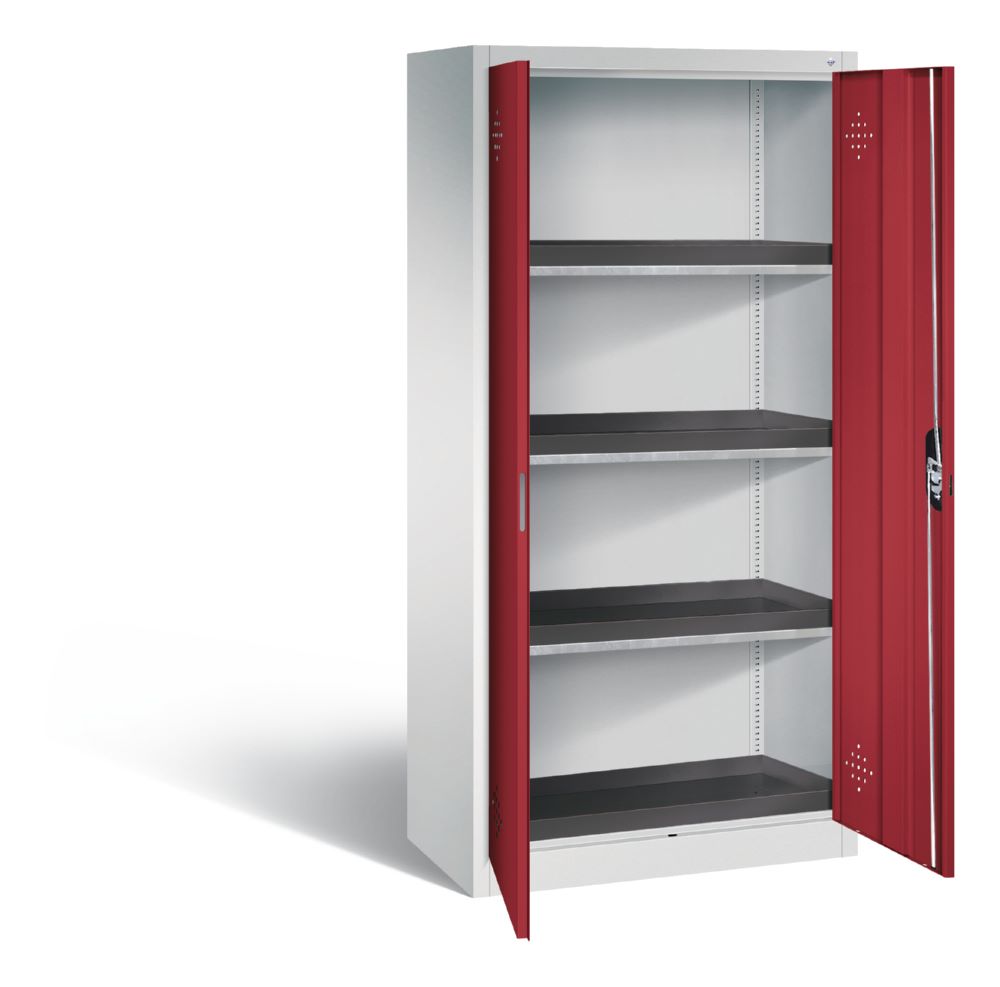 Produktbild C+P Umweltschrank mit PE Wannen 1950 x 930 x 500 mm lichtgrau rubinrot bild 2