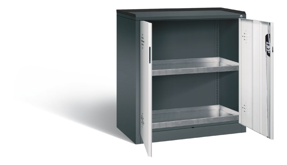 Produktbild C+P Umweltschrank mit 2 Stahlwannen Tür in llichtgrau 930 x 500 x 1000 mm bild 2