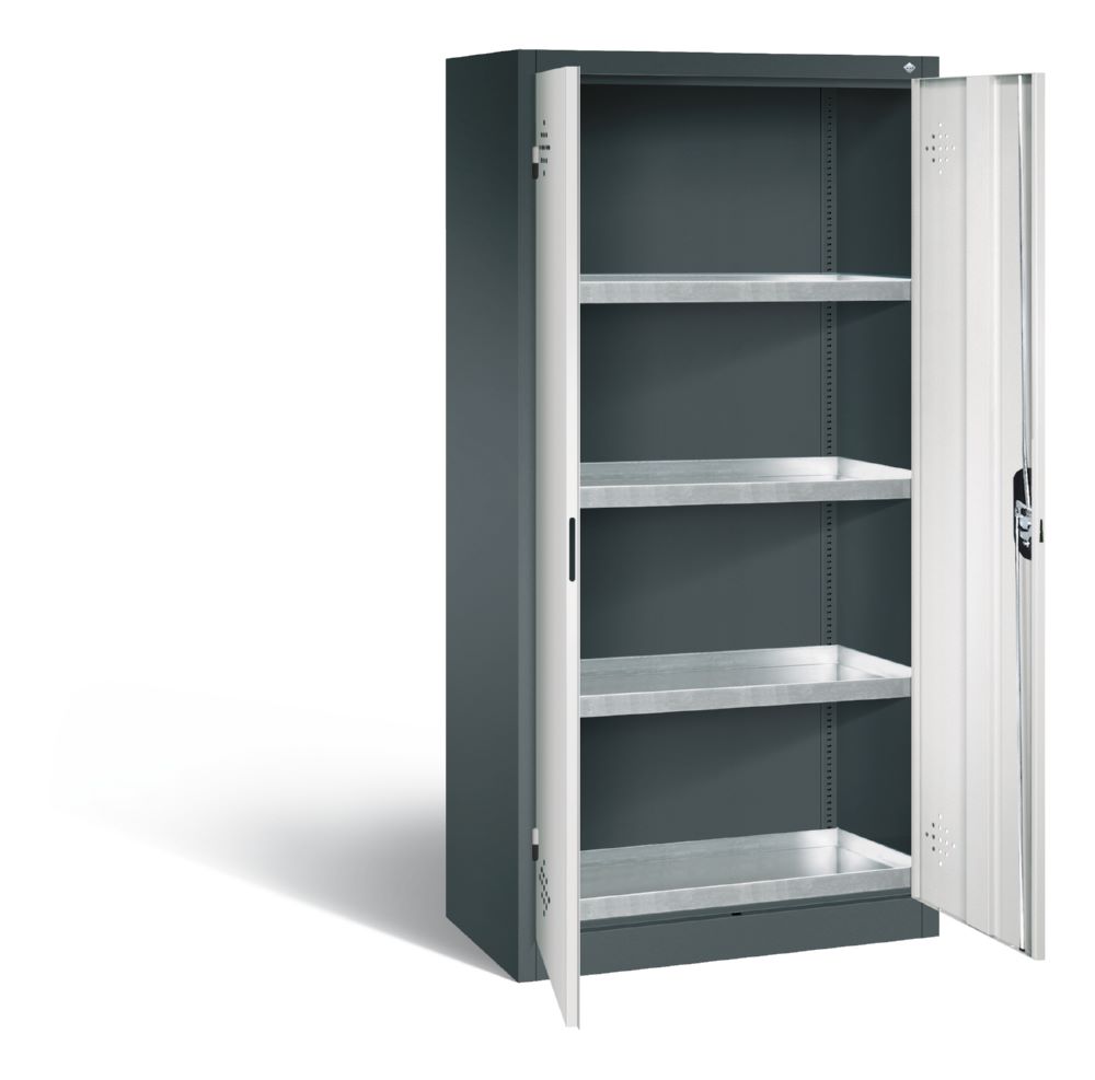 Produktbild C+P Umweltschrank mit Stahlwannen je 20 Liter hellgrau grau 930 x 500 x 1950 mm