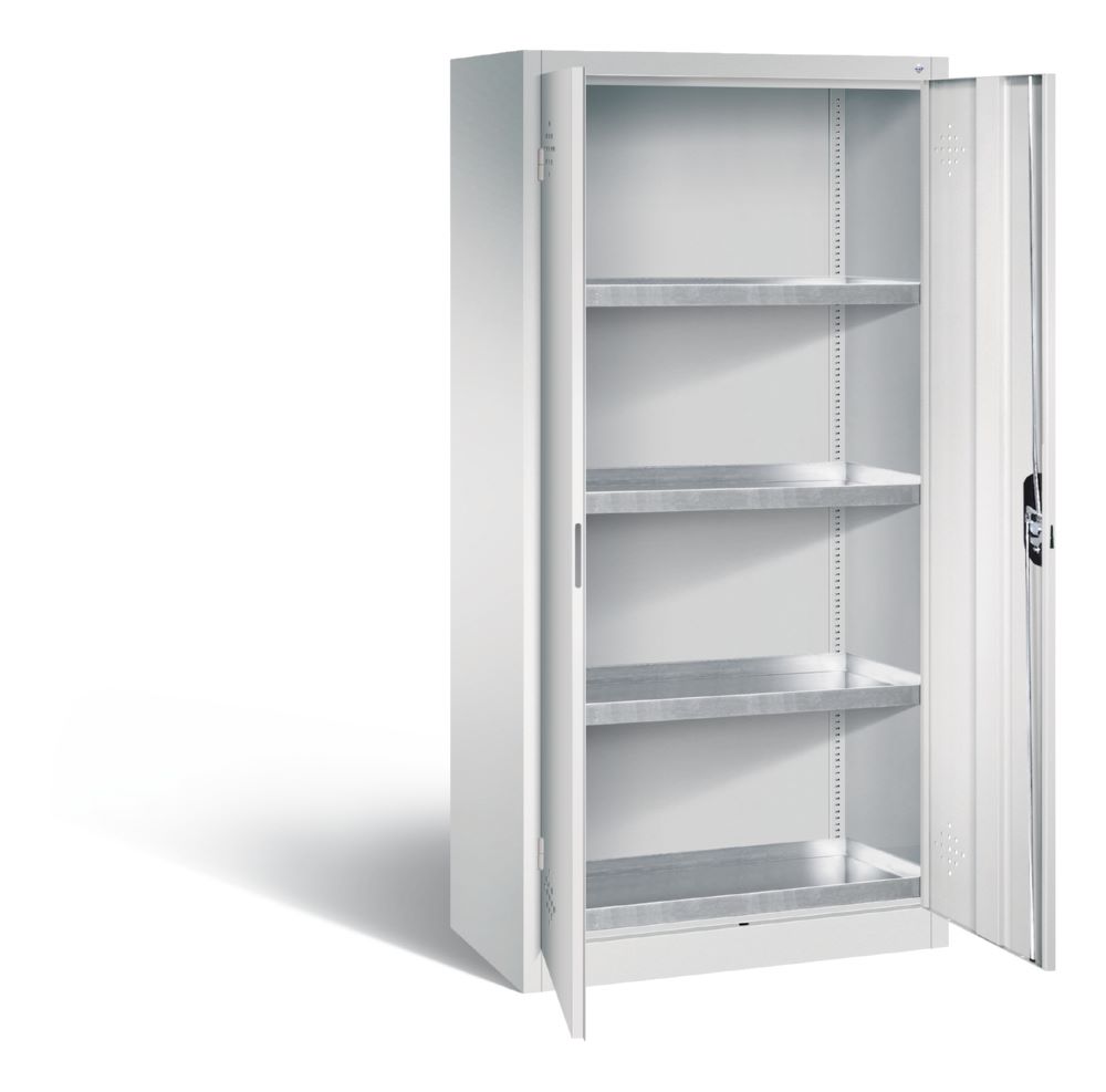 Produktbild C+P Umweltschrank mit 4 Stahlwannen je 20 Liter lichtgrau 930 x 500 x 1950 mm