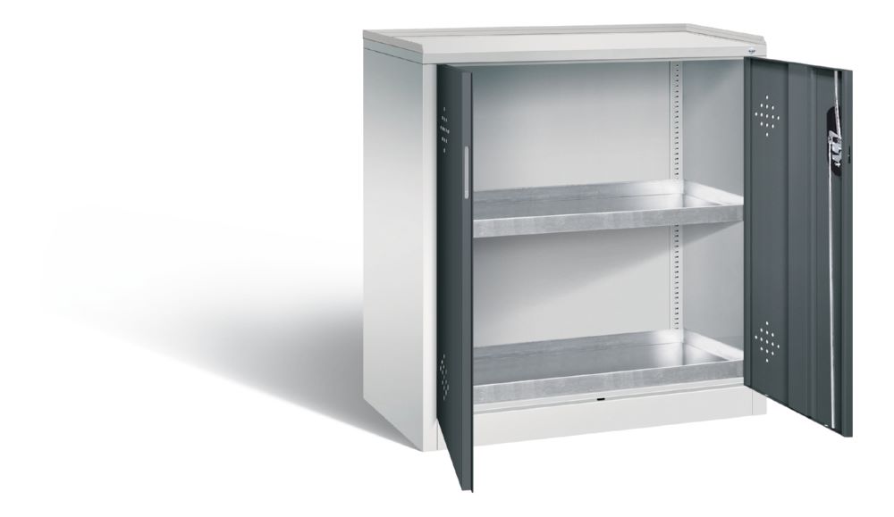 Produktbild C+P Umweltschrank mit 2 Stahlwannen Türen in dunkelgrau 930 x 500 x 1000 mm bild 2