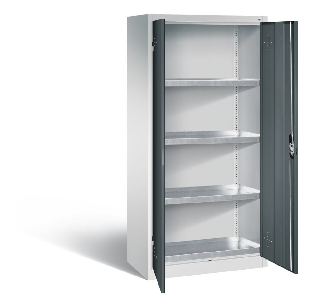 Produktbild C+P Umweltschrank mit 4 Stahlwannen je 20 Liter anthrazit 930 x 500 x 1950 mm