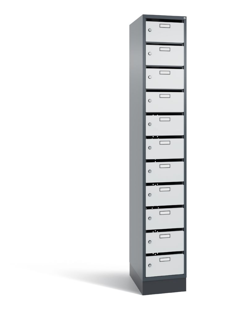 Produktbild C+P Schmaler Verteilerschrank 11 Fächer lichtgrau anthrazit 320 x 490 x 1950 mm