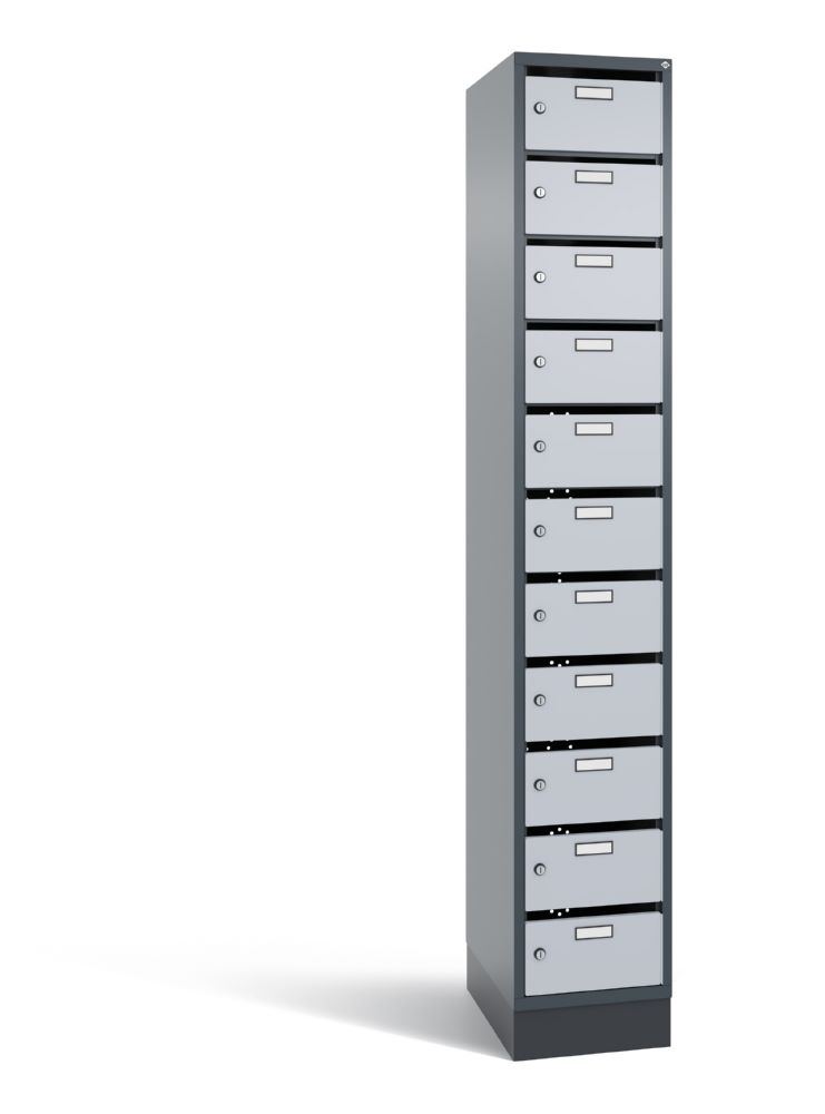 Produktbild C+P Schmaler Verteilerschrank 11 Fächer in weißalu 320 x 490 x 1950 mm