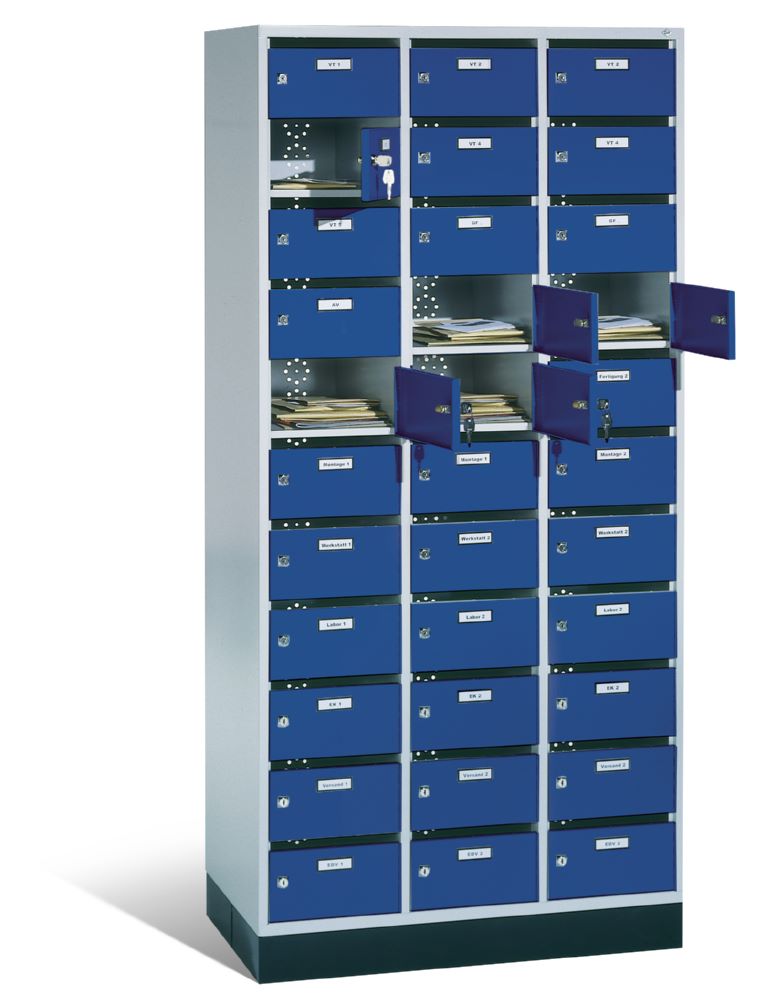 Produktbild C+P Verteilerschrank 33 Fächer 1950 x 920 x 490 mm lichtgrau enzianblau bild 2