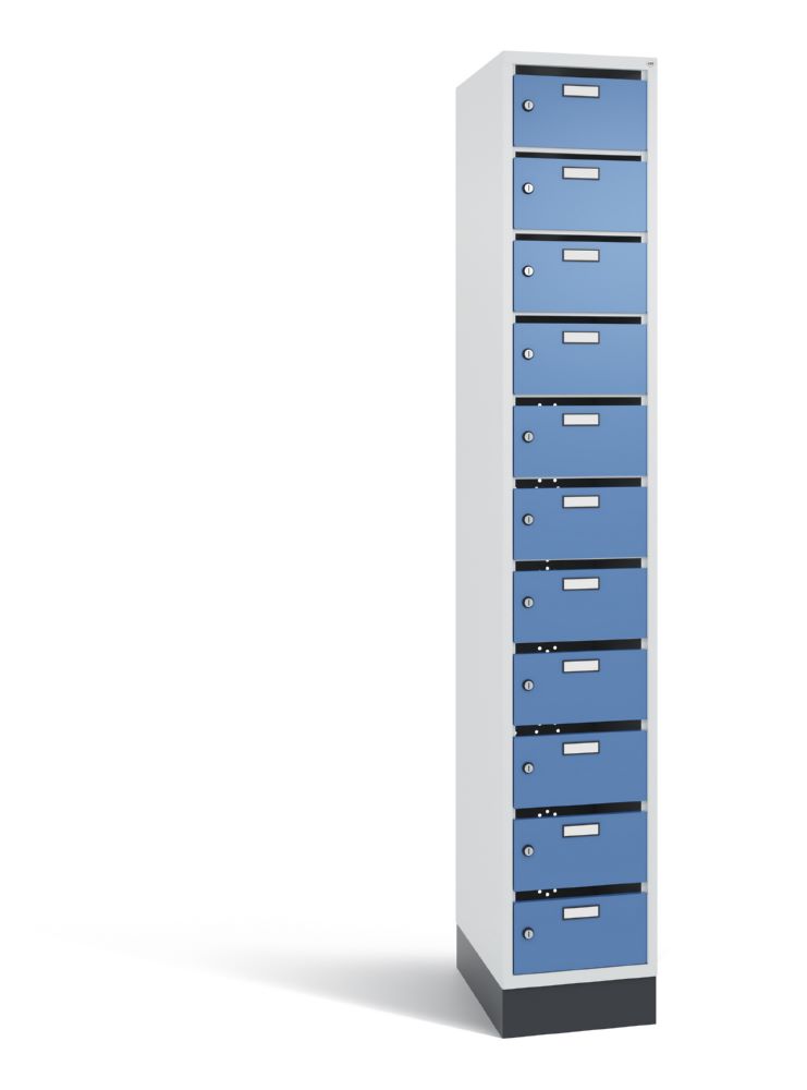 Produktbild C+P Schmaler Verteilerschrank 11 Fächer fernblau grau 320 x 490 x 1950 mm