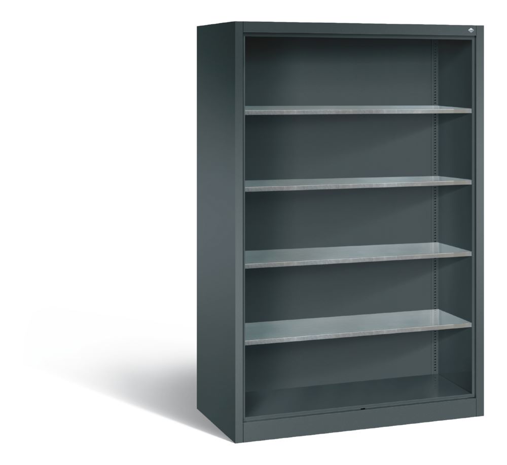 Produktbild C+P Werkstattregal mit Rückwand und Stahlfächer anthrazit 1200 x 600 x 1950 mm