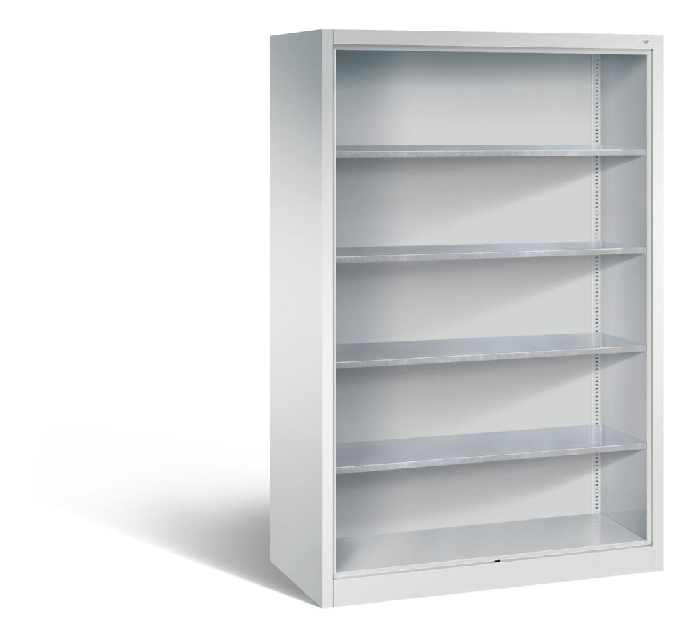 Produktbild C+P Werkstattregal mit Rückwand und Stahlfächer lichtgrau 1200 x 600 x 1950 mm