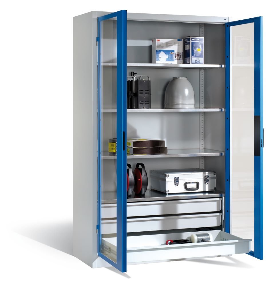 Produktbild C+P Werkstattschrank mit Fenster und Schubladen H 1950 x B 1200 x T 500 mm bild 3