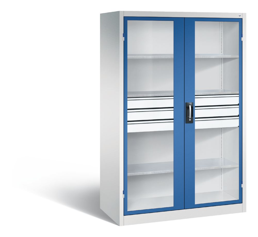 Produktbild C+P Werkstattschrank mit Fenster und Schubladen H 1950 x  B 1200 x T 600 mm