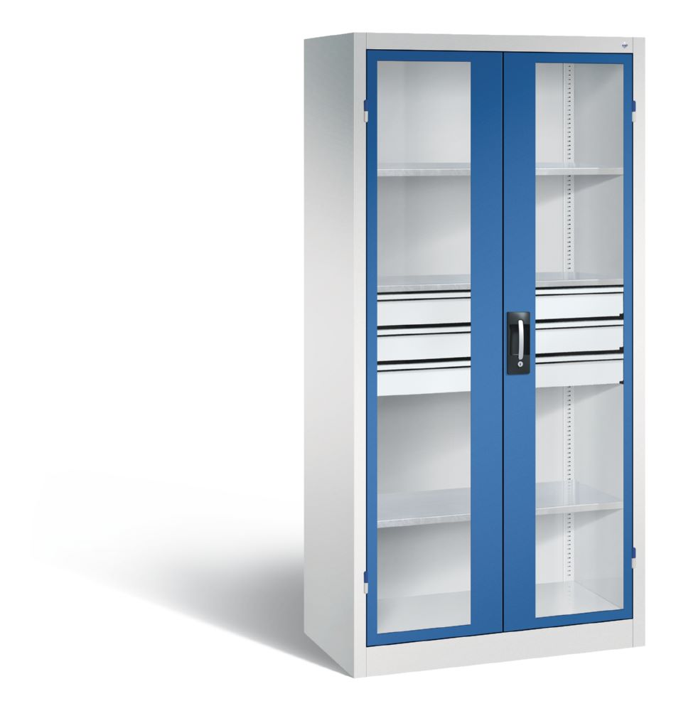Produktbild C+P Werkstattschrank Serie 89 H 1950 x B 930 x T 500 mm lichtgrau enzianblau