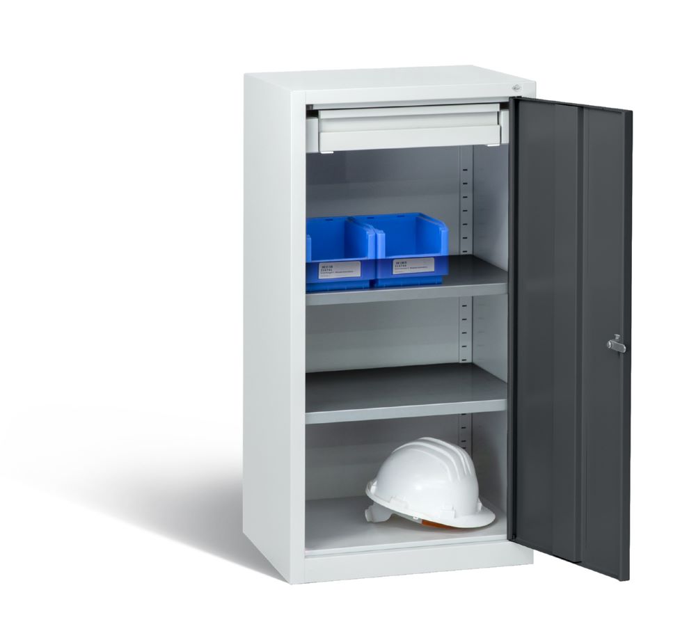 Produktbild C+P Werkstattschrank mit Fächerböden lichtgrau anthrazit 500 x 500 x 1000 mm bild 3