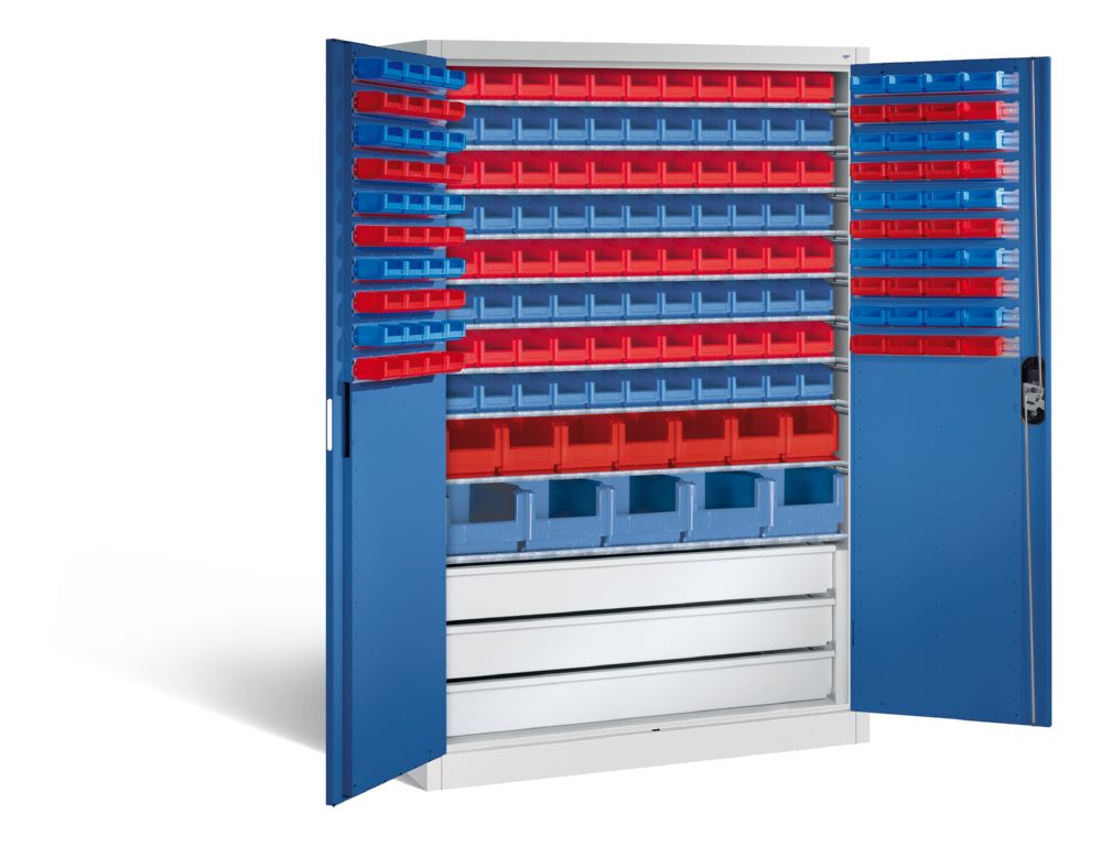 Produktbild C+P Werkstattschrank 1950 x 1200 x 500 mm lichtgrau enzianblau bild 2