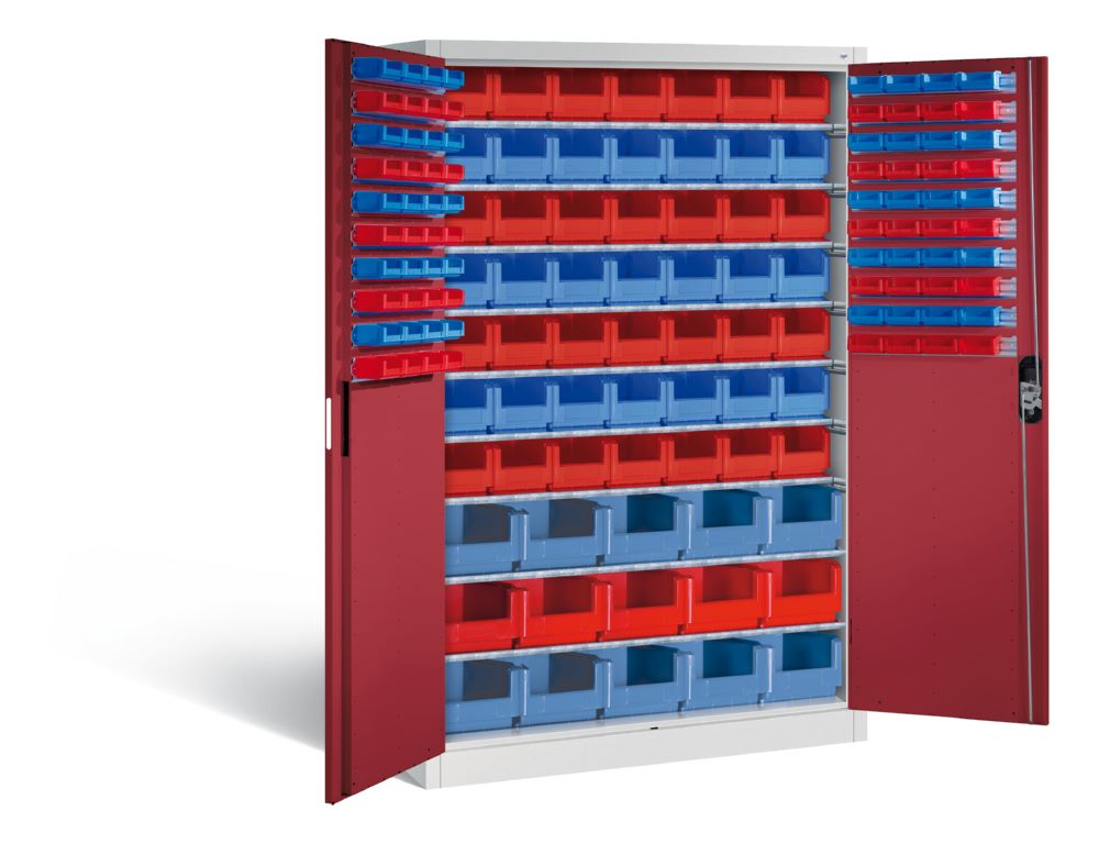 Produktbild C+P Werkstattschrank Serie 89 1950 x 1200 x 500 mm lichtgrau rubinrot bild 2