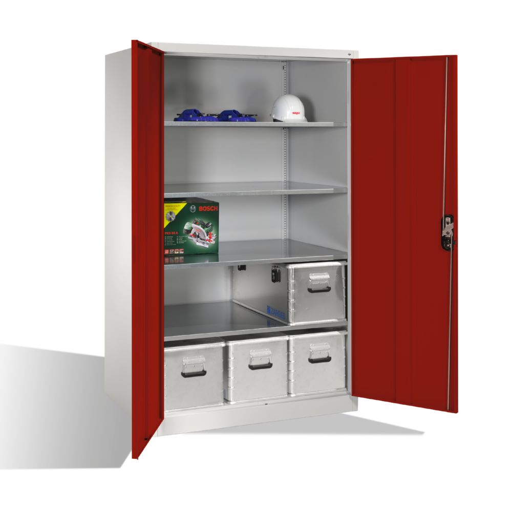 Produktbild C+P Werkstattschrank Serie 89 1950 x 1200 x 800 mm lichtgrau rubinrot bild 3