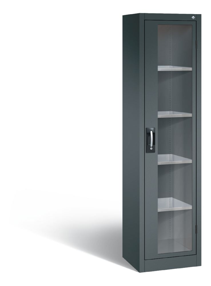 Produktbild C+P Werkstattschrank mit Fenster 4 Fachböden in dunkelgrau 502 x 400 x 190 mm