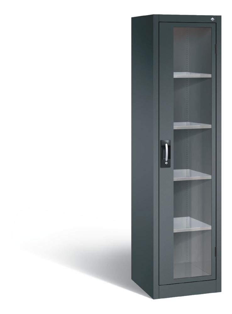Produktbild C+P Werkstattschrank mit Fenster und Flügeltür dunkelgrau 502 x 500 x 1950 mm