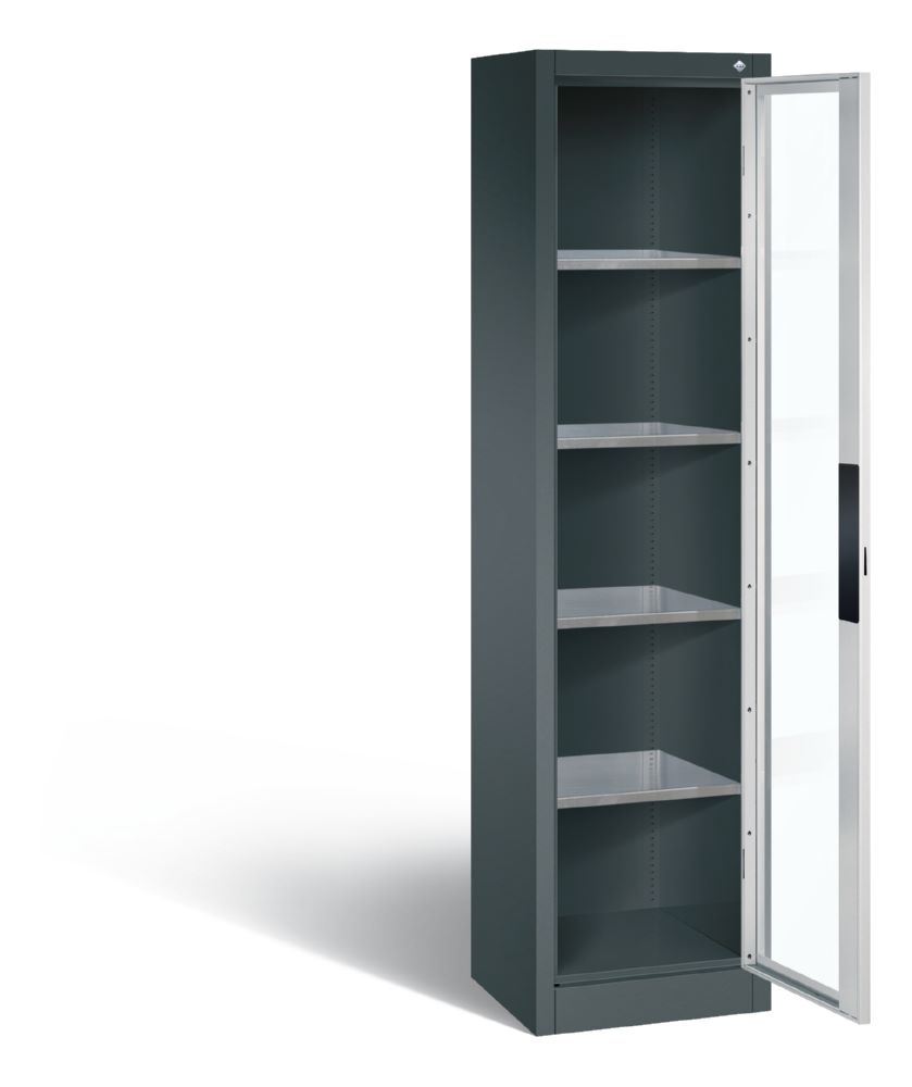 Produktbild C+P Werkstattschrank mit Fenster und Fächer anthrazit lichtgrau 402 x 400 x 1950 mm bild 2