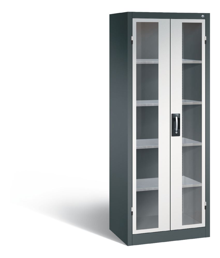 Produktbild C+P Werkstattschrank aus Stahl mit Fenstertüren in lichtgrau 700 x 500 x 1950 mm