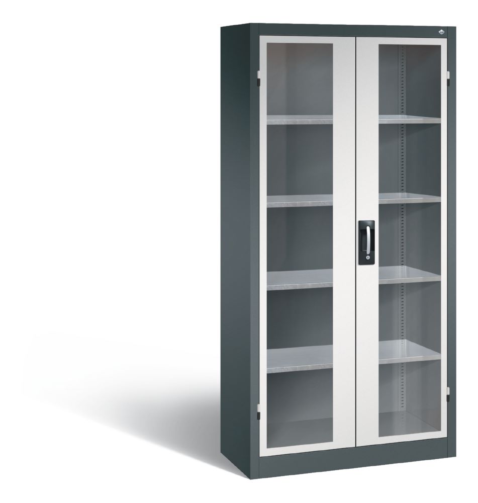 Produktbild C+P Werkstattschrank mit Fenster anthrazit lichtgrau 930 x 400 x 1950 mm