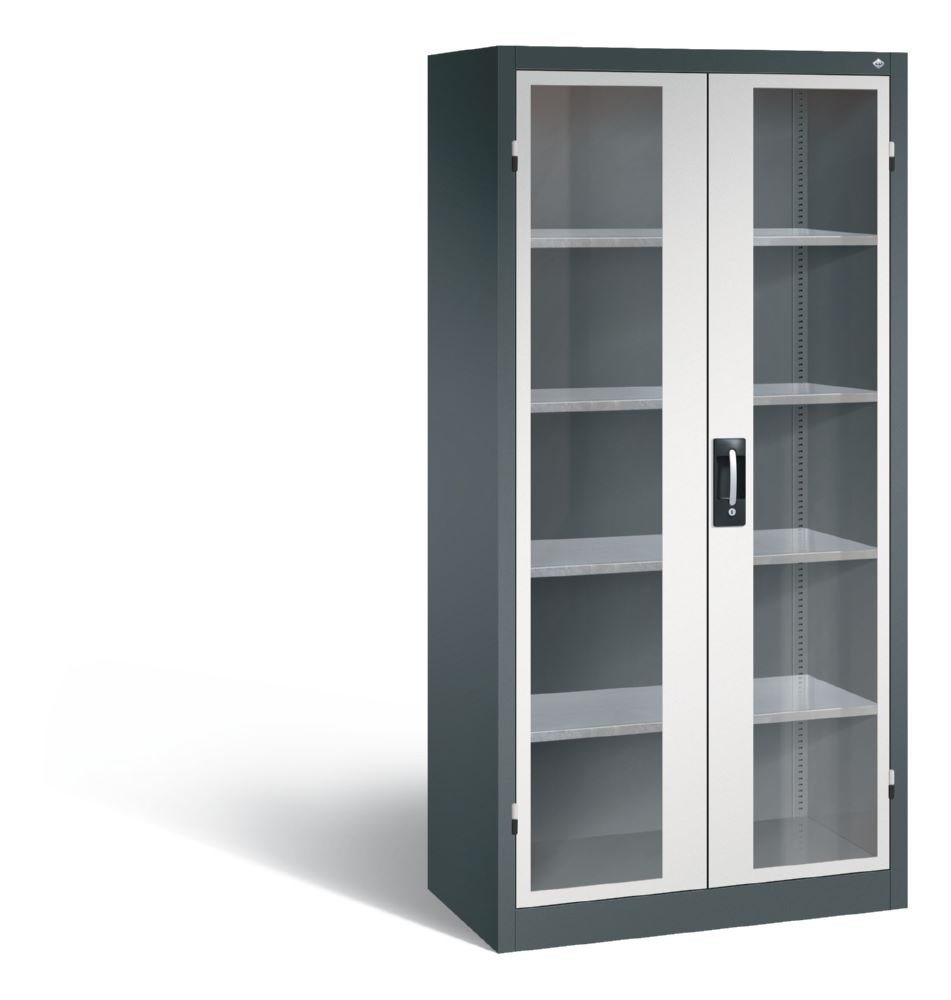 Produktbild C+P Werkstattschrank mit Fenstertüren in hellgrau 930 x 500 x 1950 mm