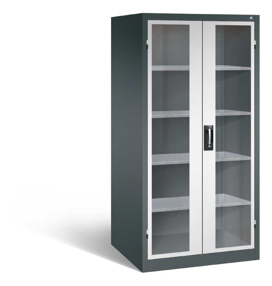 Produktbild C+P Werkstattschrank mit Fenster 1950 x 930 x 800 mm anthrazit lichtgrau