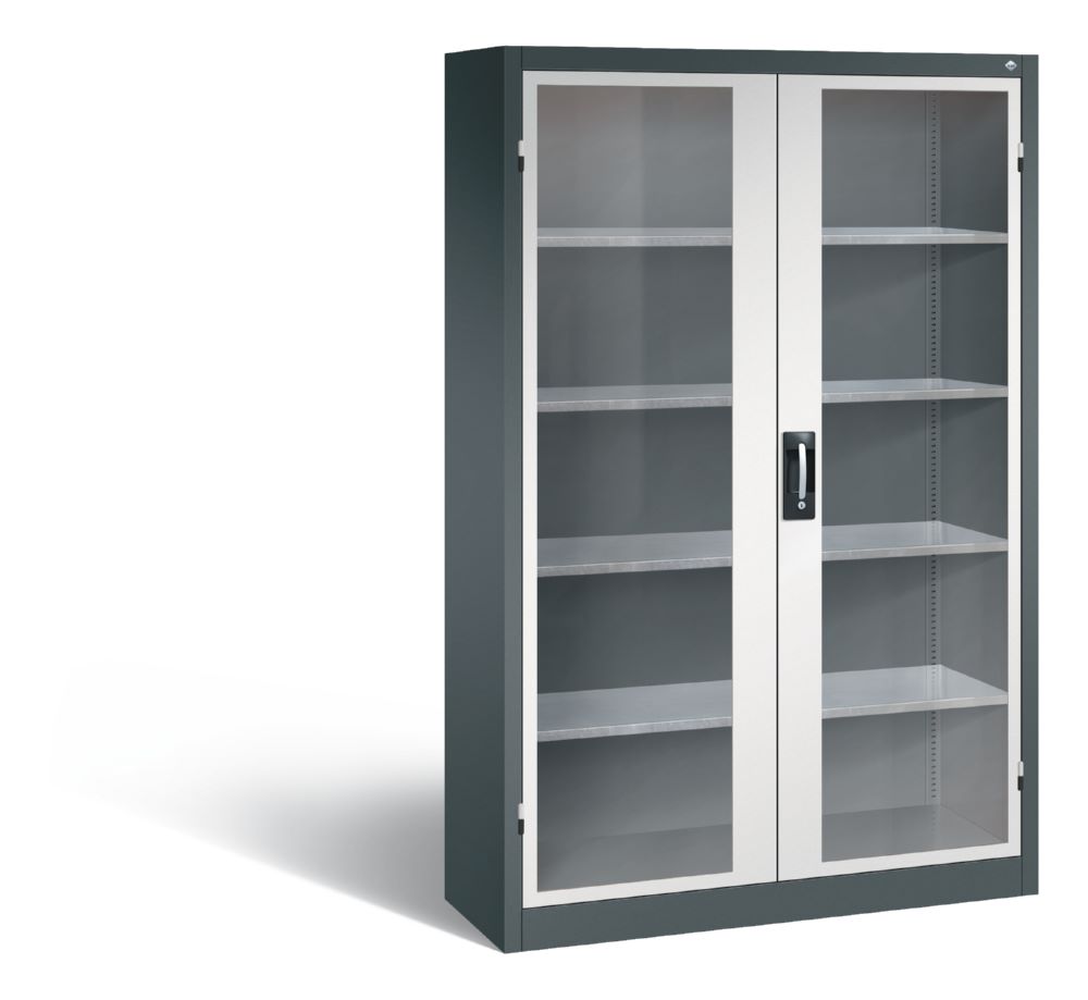 Produktbild C+P Werkstattschrank mit Fenstertüren aus Stahl grau anthrazit 1200 x 400 x 1950 mm